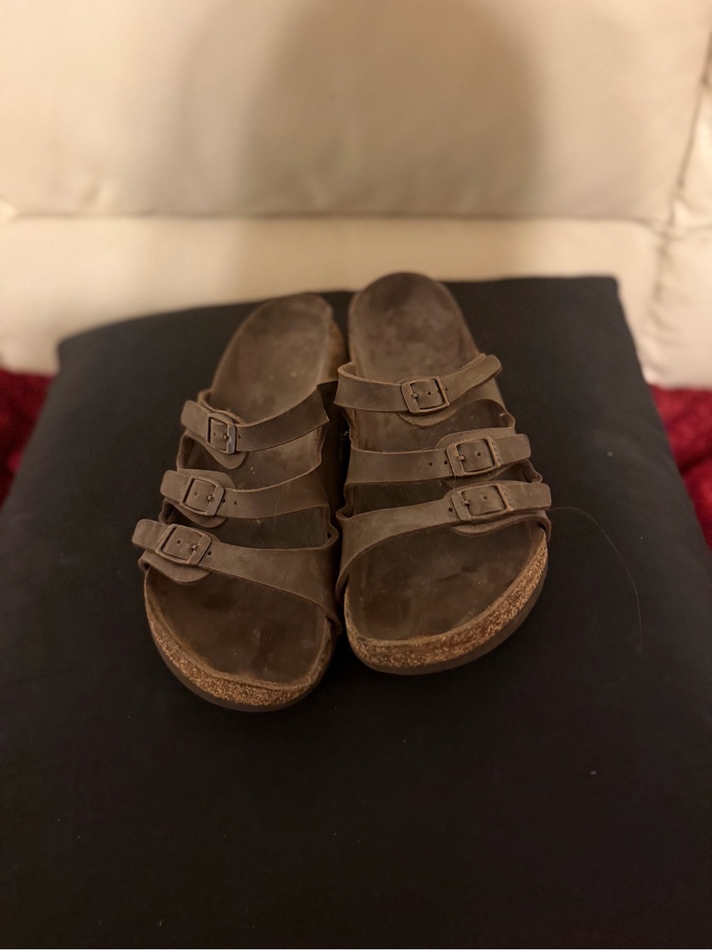 Birkenstock Brown Multi-Strap Leather Slide Sandals